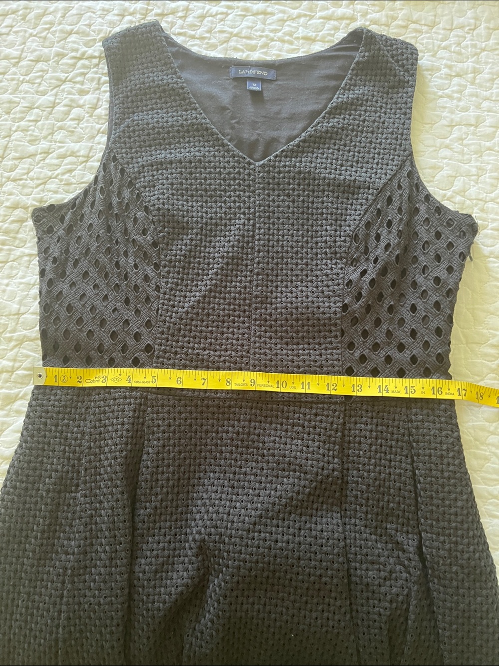 Lands' End Black Cotton Eyelet Midi Dress - Picture 14 of 16